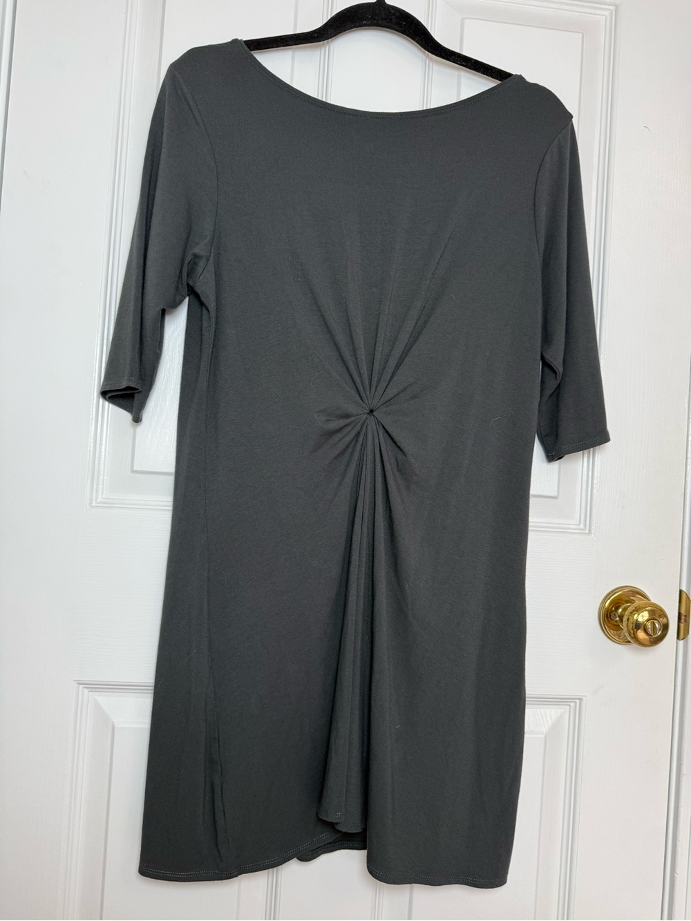 Eileen Fisher Gray Knit Tunic with Back Twist - Picture 3 of 10
